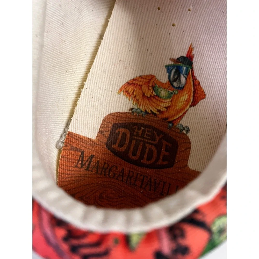 Hey Dude Wally Margaritaville Mens Size 10 Tropical Parrot Print Loafers